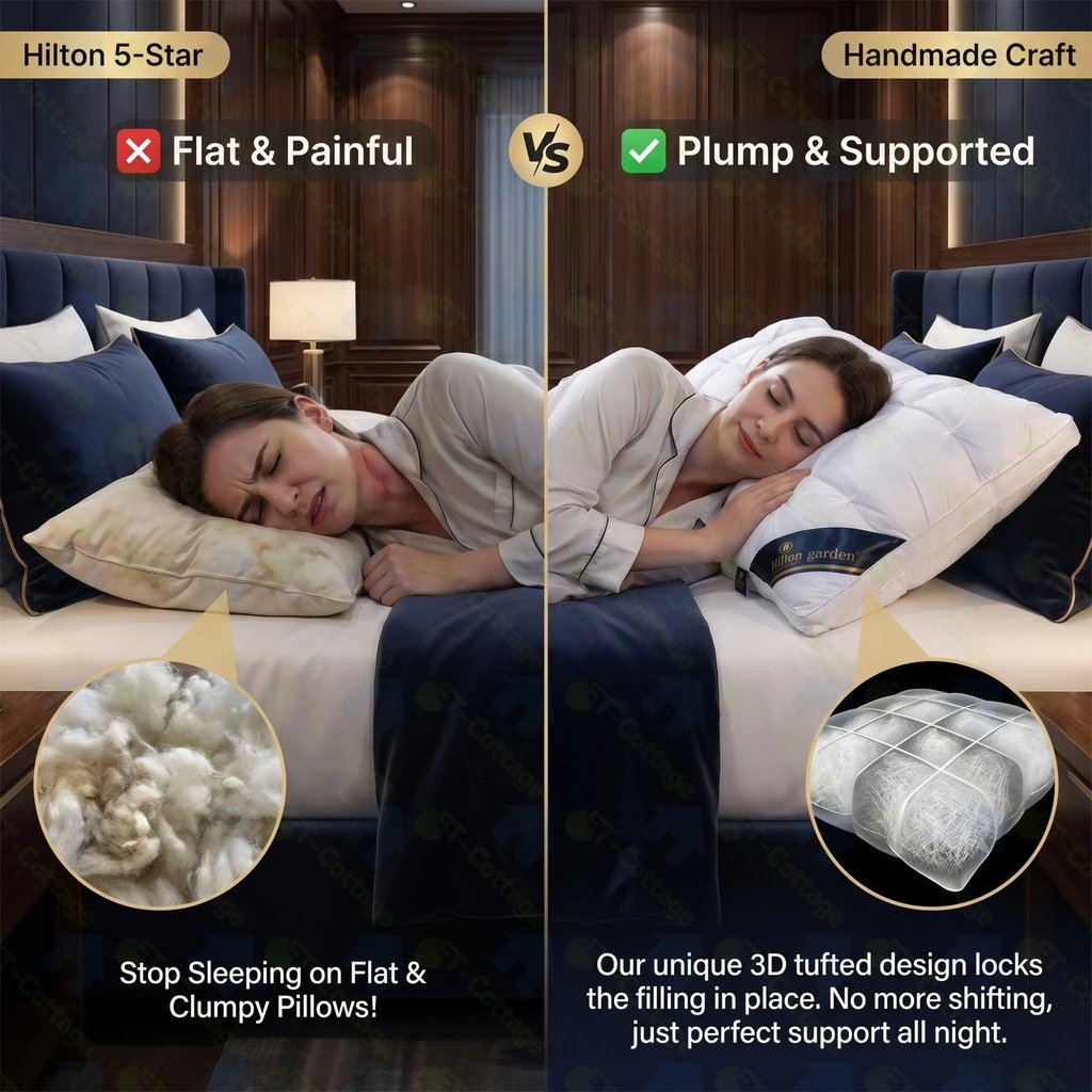 Hilton-Style Twisted Bread Pillow – Luxury Hotel-Inspired Neck Support Pillow (48 × 74 cm)